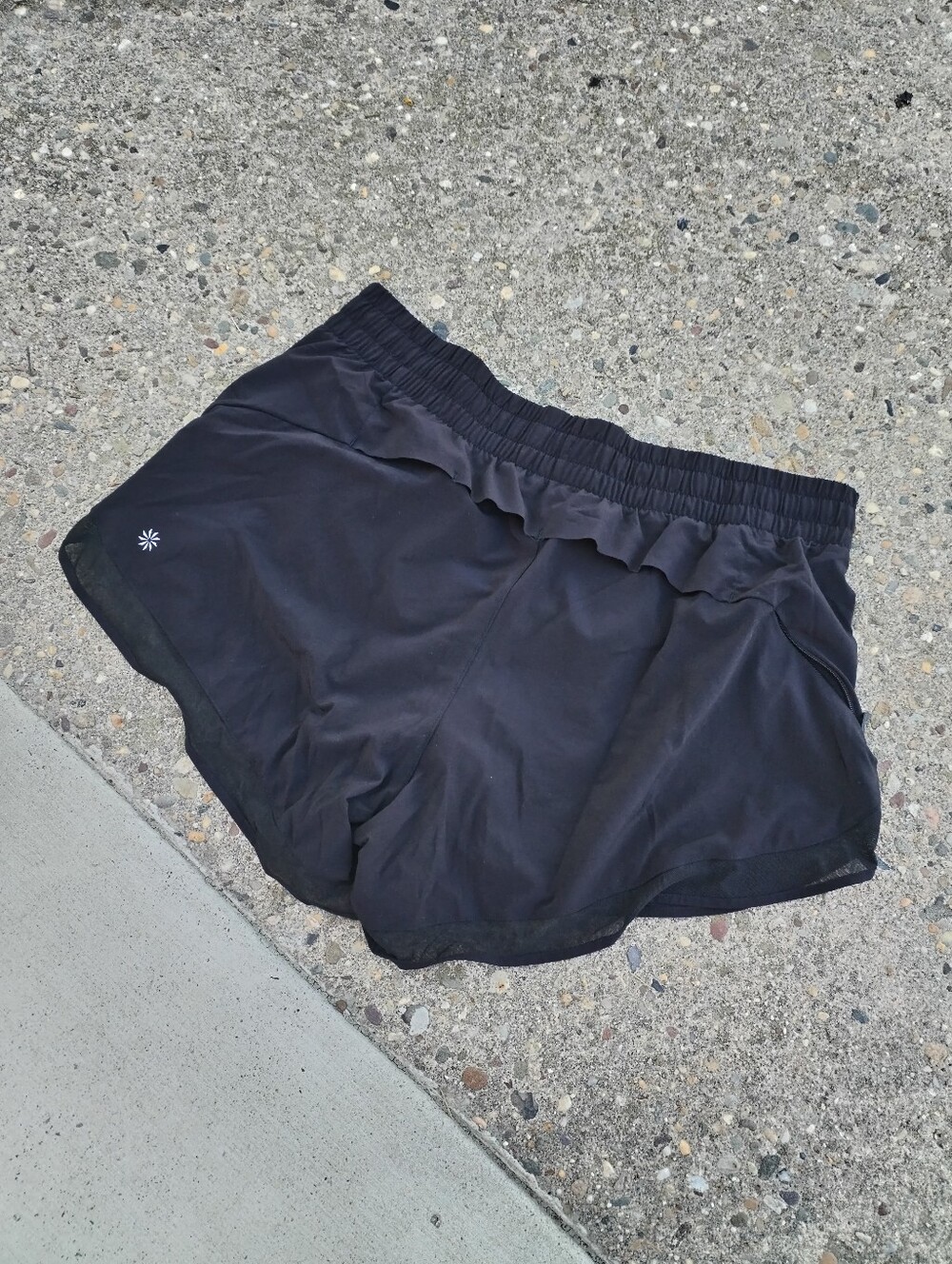 Athleta Black mesh Racer Run 4 Short Women's Athletic Shortst